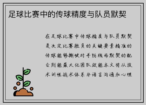 足球比赛中的传球精度与队员默契